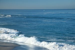 Waves hitting the beach