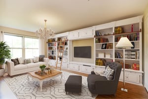 Springhouse living room with built ins