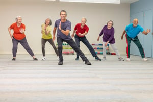 Group of seniors in workout class