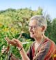 Lois looking at the garden