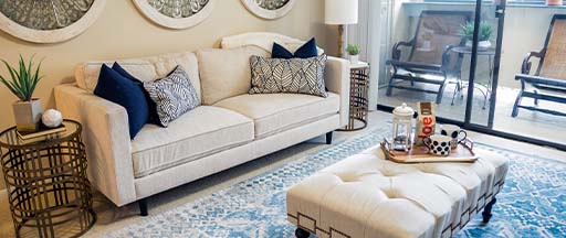 Living room of an apartment at Redwood Terrace