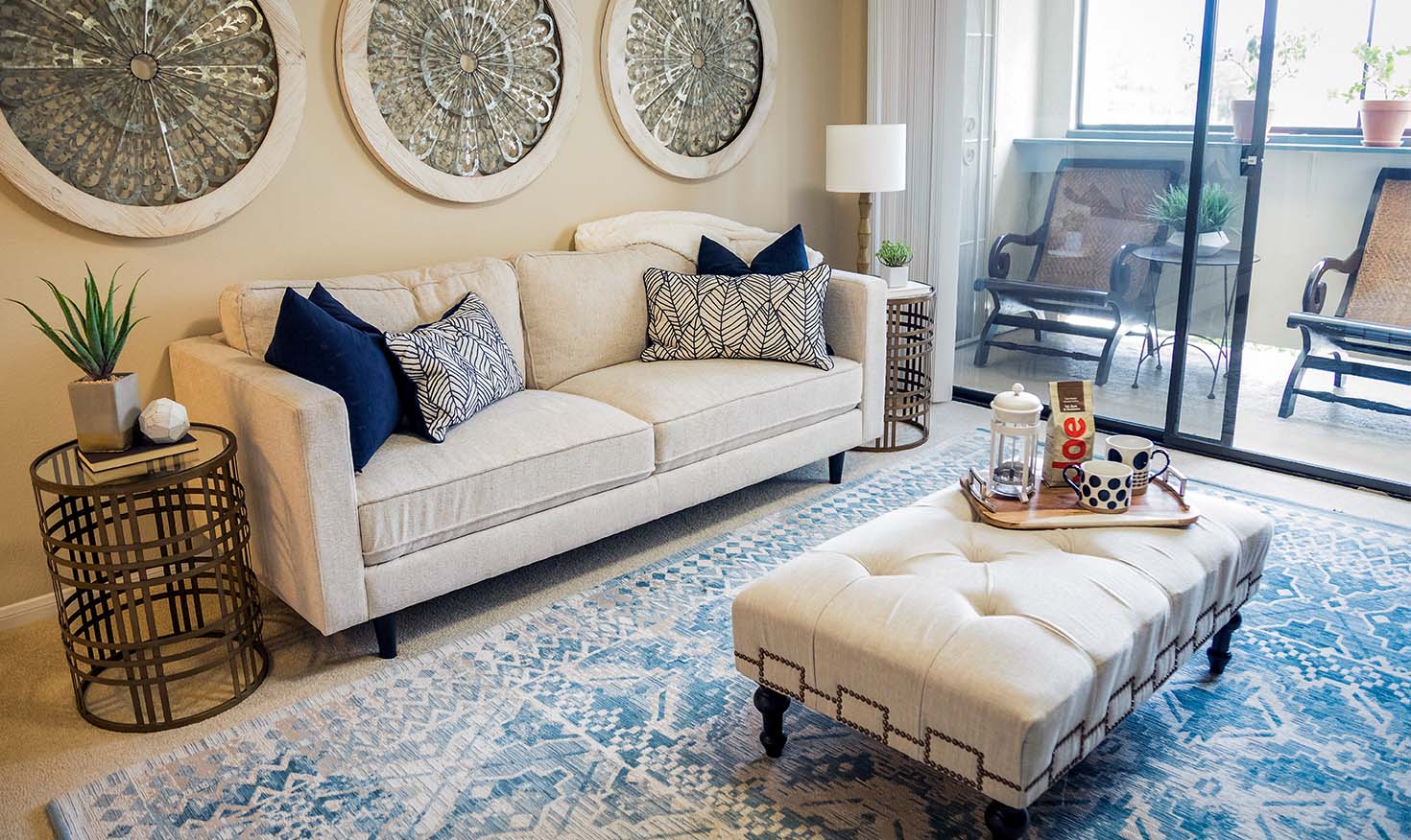 Living room of an apartment at Redwood Terrace