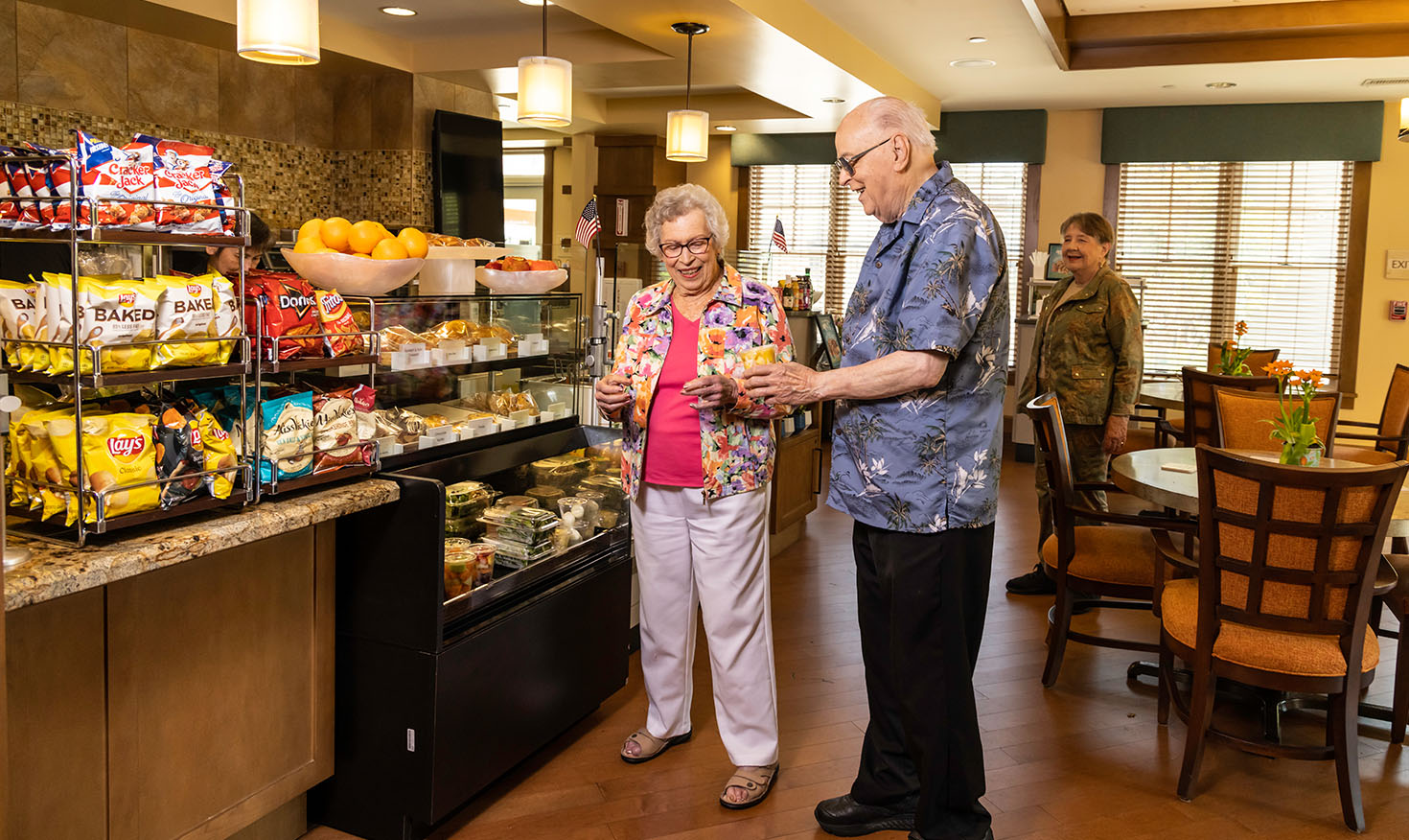 Senior couple in the bistro at The Terraces at Los Altos