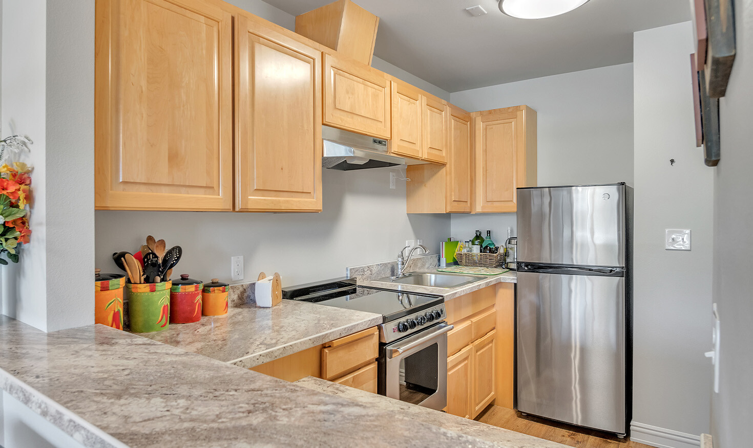 Kitchen of an apartment at The Terraces at Summitview