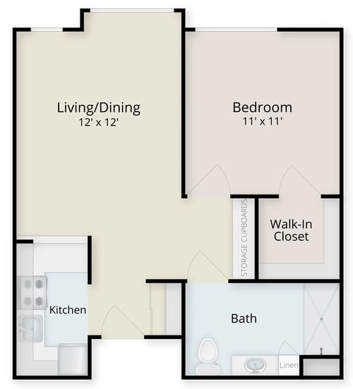 Columbia one-bedroom apartment floor plan
