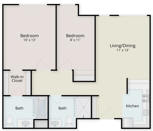 Columbia two-bedroom apartment floor plan