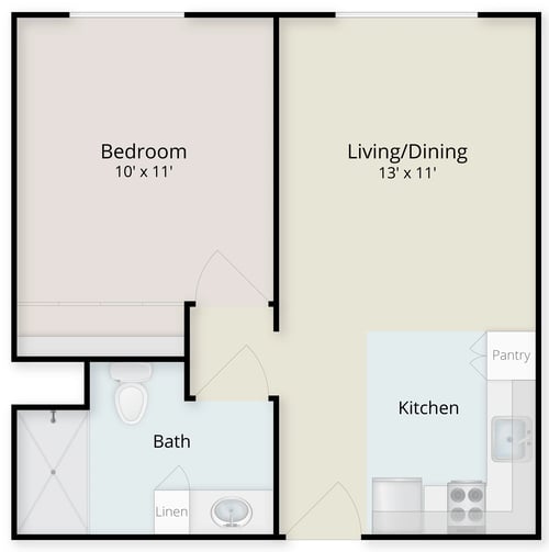 Adams one-bedroom apartment floor plan