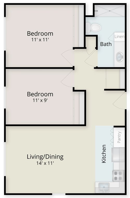 Adams two-bedroom apartment floor plan