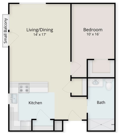 Cascade large one-bedroom apartment floor plan