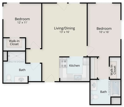 Cascade SE two-bedroom apartment floor plan