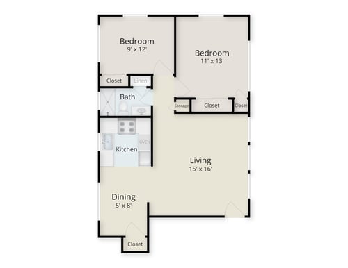 Bartlett two-bedroom apartment floor plan