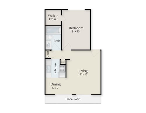 Rimrock one-bedroom apartment floor plan