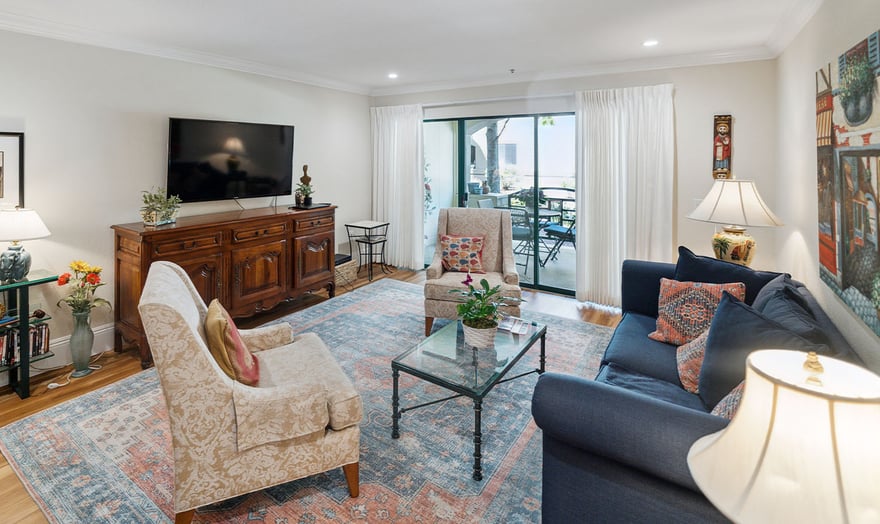 Living room of an apartment at The Terraces of Los Gatos