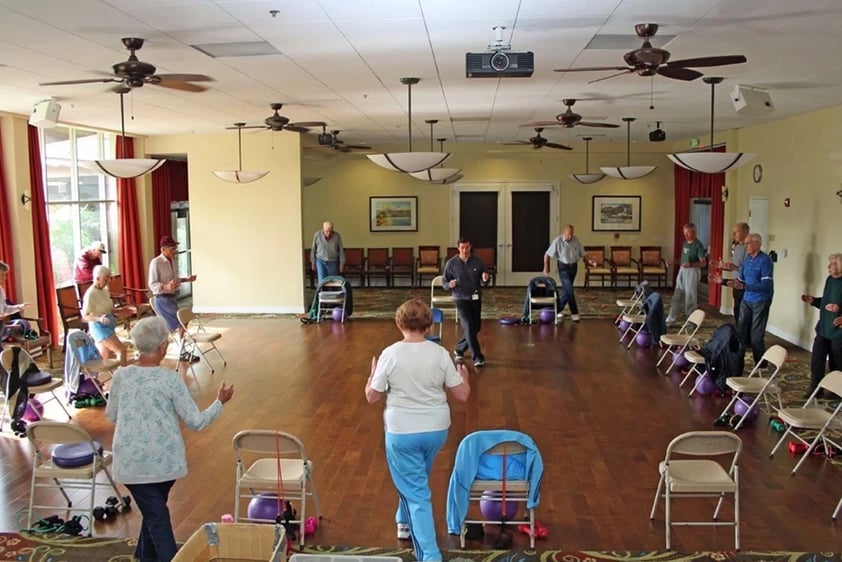 Group of seniors in an exercise class