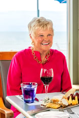 Senior woman enjoying lunch at a restaurant