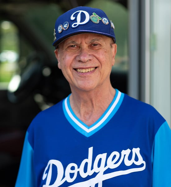 Dan wearing his Dodgers shirt