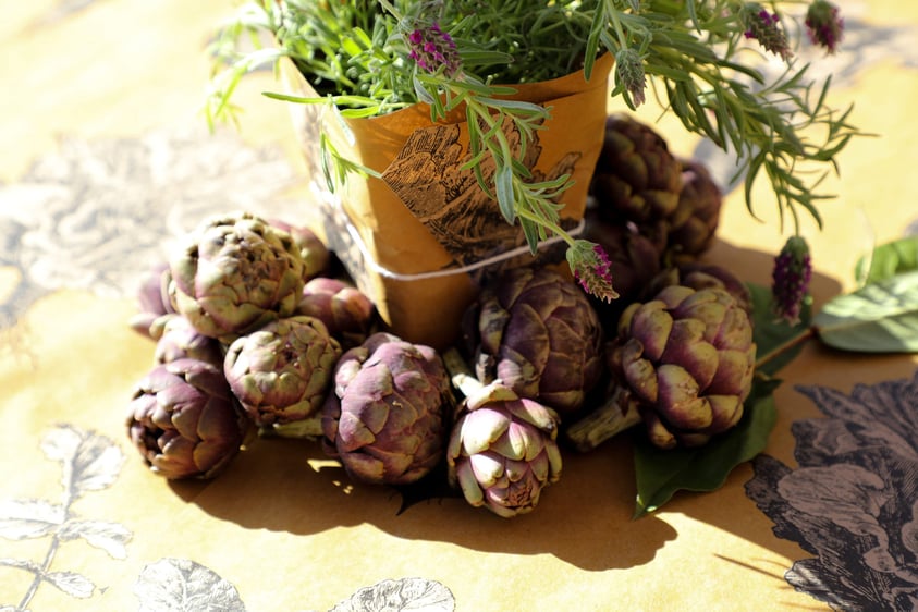 Close-up of artichokes