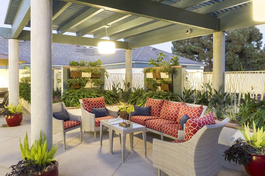 Patio with pergola at Redwood Terrace