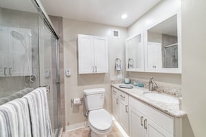 Bathroom in an apartment at Piedmont Gardens