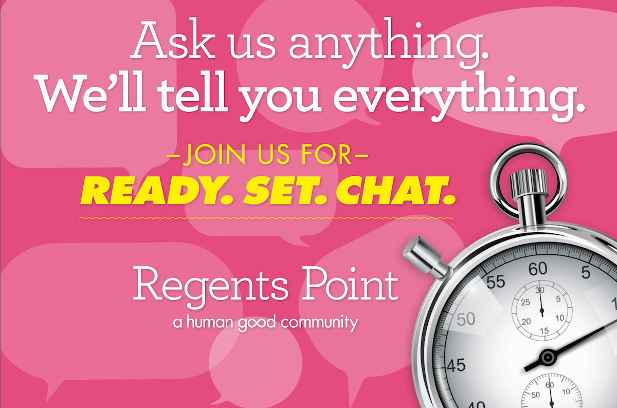 Pink background with text about joining a chat and a stopwatch on the right side.