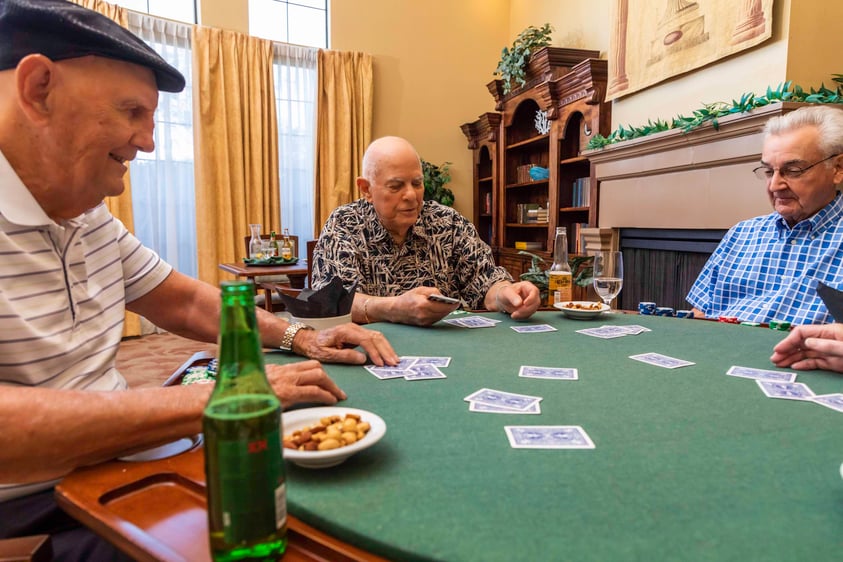 Three men playing cards