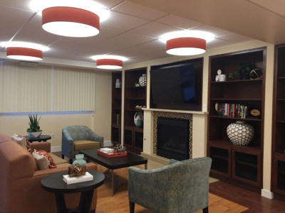 One of many new cozy living areas at the Rotary Plaza.