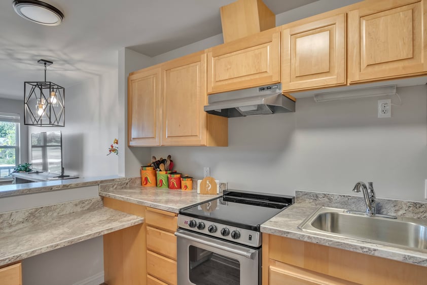 Kitchen of an apartment at The Terraces at Summitview