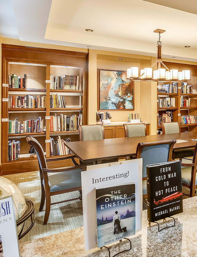 The library at The Terraces at Los Altos